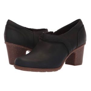 Clarks Women's Sashlin Aleta Ankle Zip Bootie In Black Leather Suede Size 10 NEW